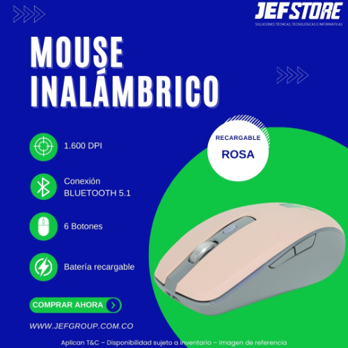 MOUSE RECARGABLE BLUETOOTH ROSA