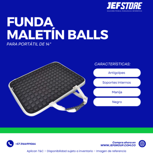 FUNDA MALETÍN BALLS 14" 14-0414 Color= NEGR