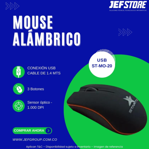 MOUSE STARTEC ST-MO20 ALAMBRICO NEGRO
