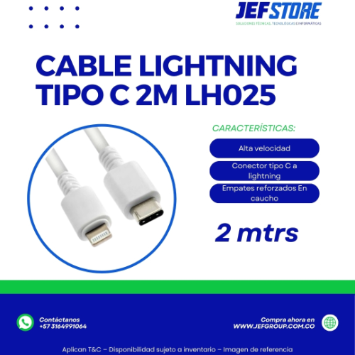 CABLE LIGHTNING TIPO C 2M LH025
