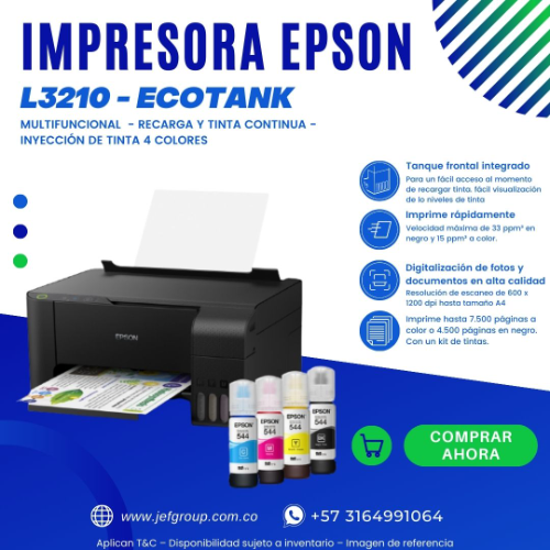 IMPRESORA EPSON L3210 - RECARGA CONTINUA - MULTIFUNCIONAL - USB