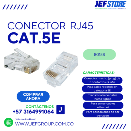 PLUG RJ45 CAT 5 PLÁSTICO