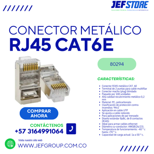 CONECTOR RJ45 METÁLICO CAT 6E