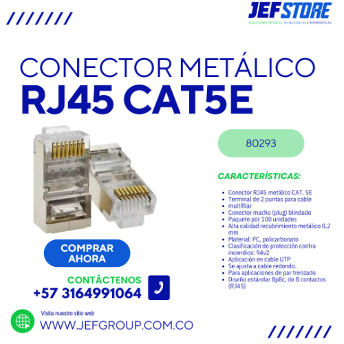 CONECTOR RJ45 METALICO CAT5E JALCCTV07