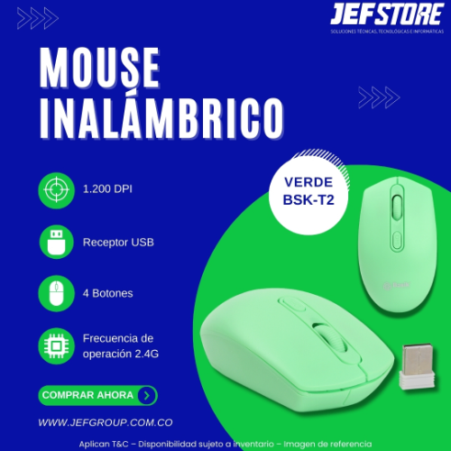 MOUSE INALÁMBRICO BASIK TECH VERDE