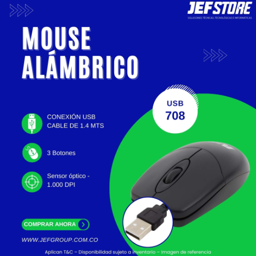 MOUSE PC-708 /3D OPTICAL /COLOR NEGRO
