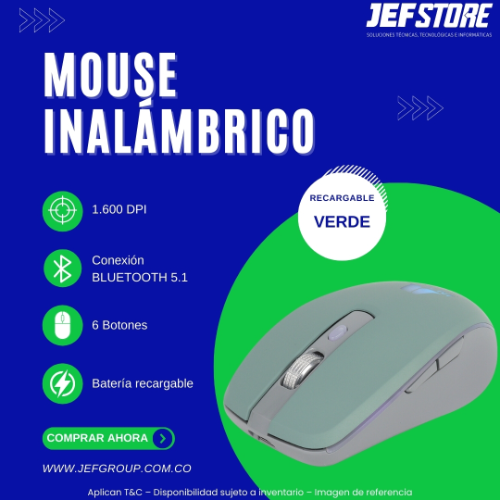 MOUSE RECARGABLE BLUETOOTH VERDE
