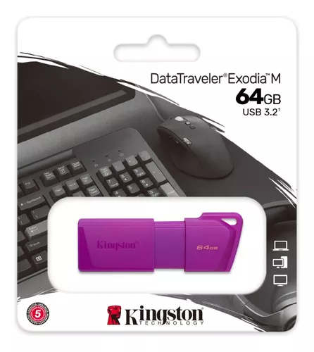 MEMORIA USB KINGSTON DATATRAVELER 3.2 DTX EXODIA- 64GB - MORADO NEON