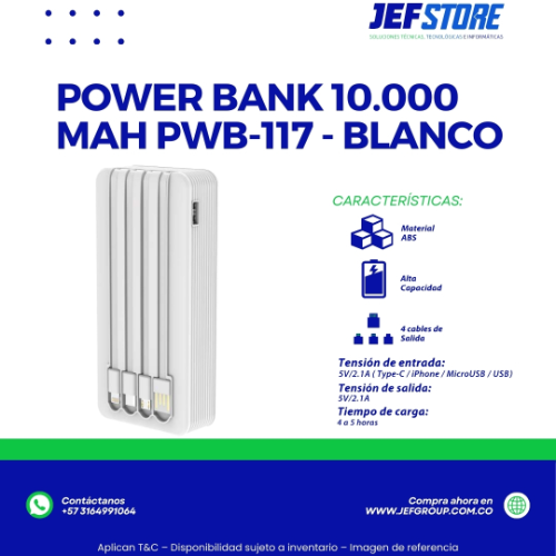 POWER BANK 10.000 MAH BLANCOPWB-117-W