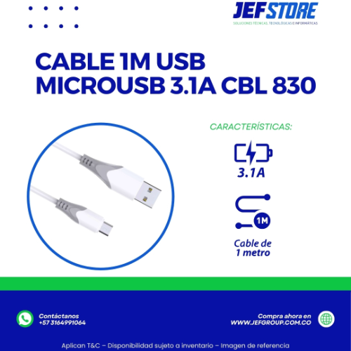 CABLE 1M USB- MICROUSB3.1A CBL-830