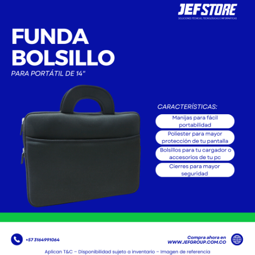 FUNDA BOLSILLO 14" - 1014" Color= NEGRO