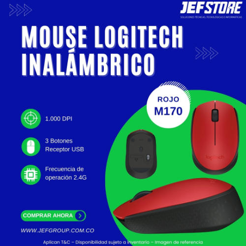 MOUSE LOGITECH M170 INALÁMBRICO ROJO