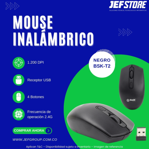 MOUSE INALÁMBRICO BASIK TECH NEGRO