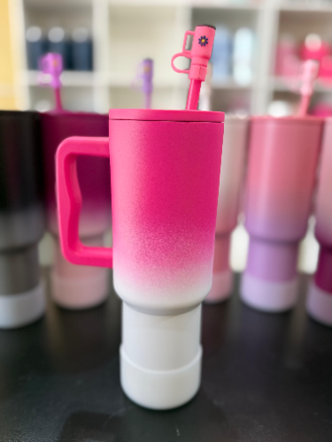 Quencher 1.2 Lts Tapa antiderrame Rosa con tono Blanco