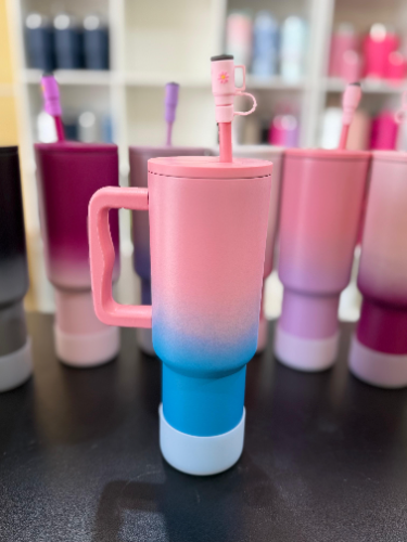 Quencher 1.2 Lts Tapa antiderrame Rosa con tono Azul