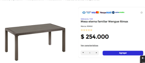 Mesa eterna familiar Wengue Rimax
