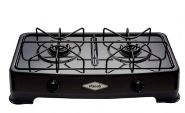 ESTUFA GAS  DE MESA HACEB 2 PUESTOS GAS PROPANO GRIS