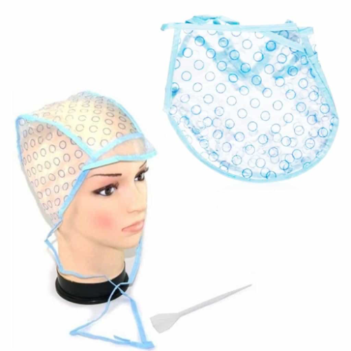 gorro de mechas con aguja  azul