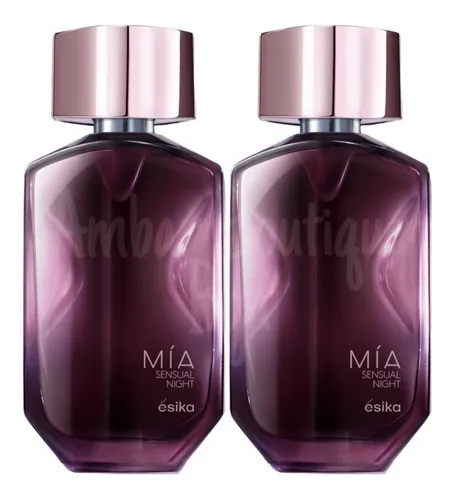 perfume esika mia sensual night 45ml  morado con crema de 75gr