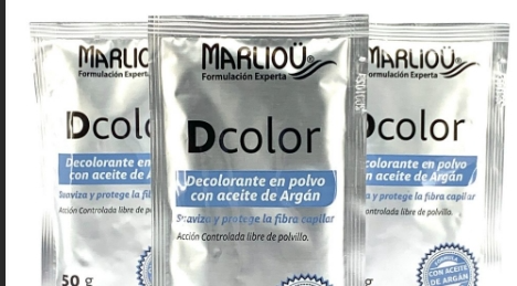 decolorante capilar con aceite de argan  en polvo  marliou de 20 gr