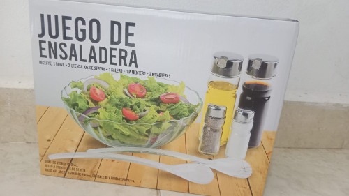 set de 7 unidades ensaladera de vidrio