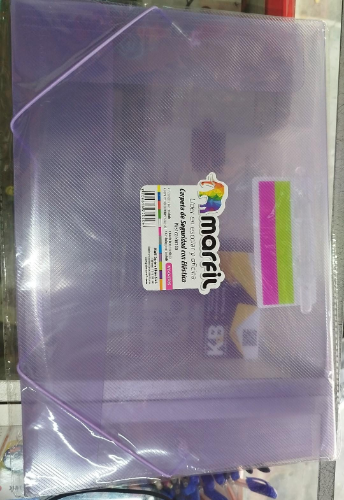 CARPETA DE SEGURIDAD CON ELASTICO PLASTICA MORADA