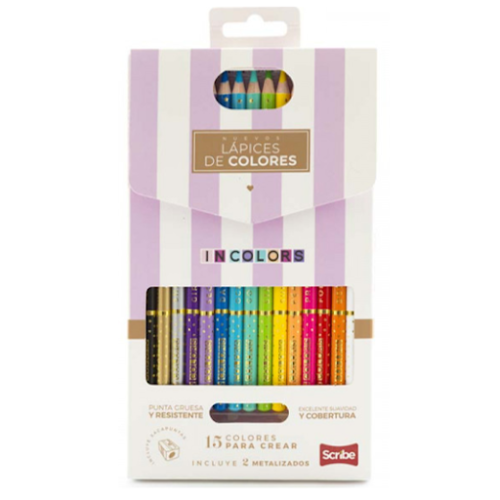 CAJA DE COLORES SCRIBE INCOLORS X15