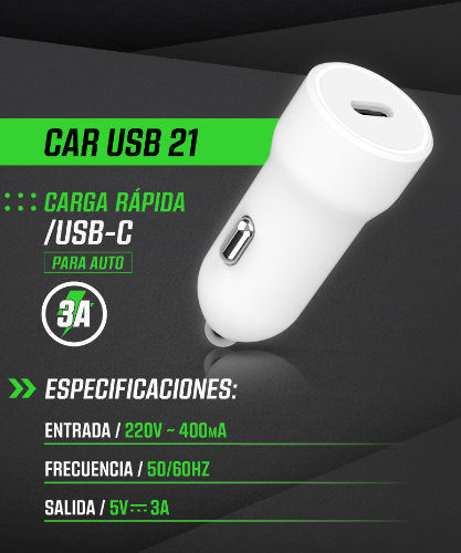 Cargador 12v Cabezal USB C NOGA 3A