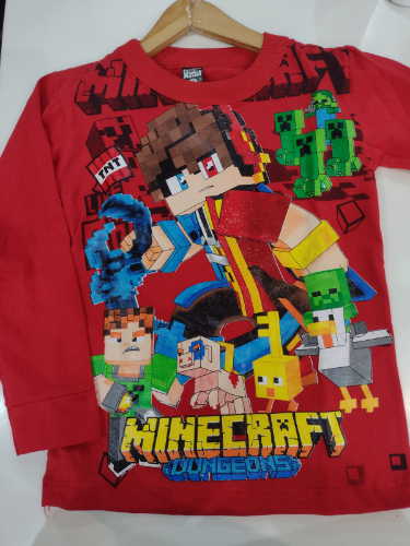 INV-PV0226 REMERAS MANGA LARGA ESTAMPADA (MINECRAFT) "J.KIDS"