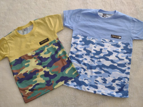 +PV0208 REMERA MANGA CORTA ALGODON CAMUFLADAS COMBINADAS "DEGLORI"