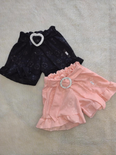 PN0122 SHORT NENA CON VUELOS ABAJO Y CINTO CON BRILLO "COOL KIDS"2