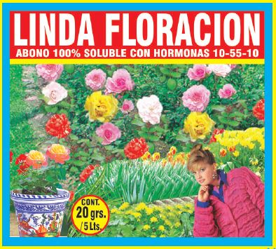 LINDA FLORACION ABONO 100% SOLUBLE CON HORMONAS 10-55-10  20GR