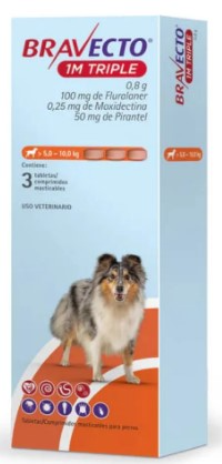 Bravecto 1M Antiparasitario Perros Triple 100mg Tab (5 a 10kg)