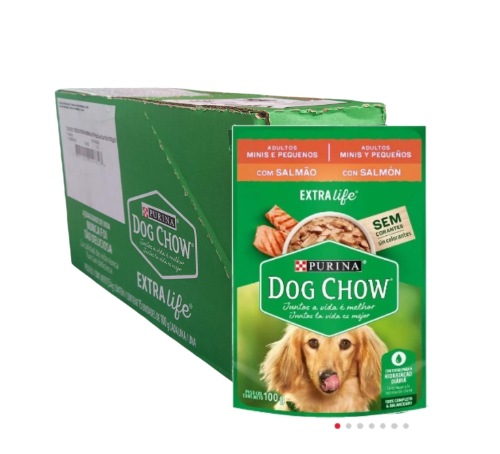 Dog chow pouch salmon adulto minis y pequeños con carne 100grx15und