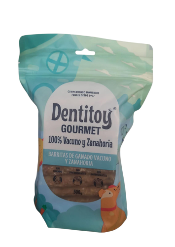 Barritas gourmet ganado Vacuno y Zanahoria 500gr- Dentitoy