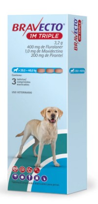 Bravecto 1M Antiparasitario Perros Triple 400mg Tab (20 a 40kg)