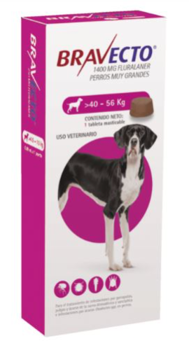 Bravecto 1400mg Antipulgas para perros 40 a 56kg