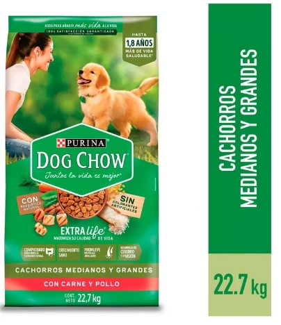 Dog Chow Cachorros Mediano y  Grande 22.7Kg