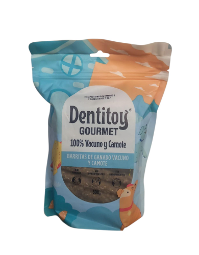 Barritas gourmet ganado Vacuno y Camote 500gr- Dentitoy