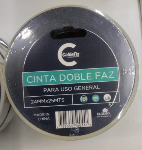 Cinta doble faz 24mm x 25mt Cable fix