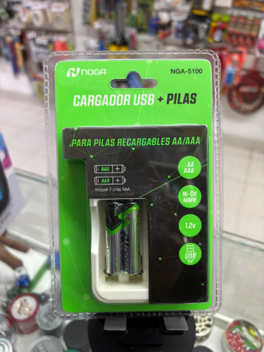 Cargador de pilas USB con 2 AAA Noga NGA-5100