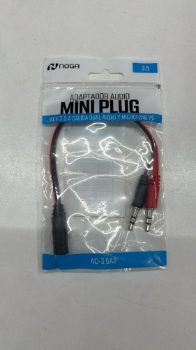 Adaptador mini plug a 3,5 a 2 3,5 macho audio y microfono