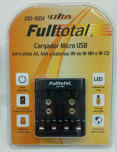 Cargador  Micro USB para Pilas AA-AAA y 9V 4 Canales