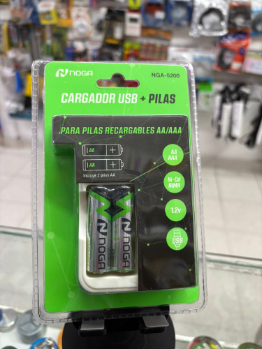 Cargador de pilas USB con pilas AA NGA-5200