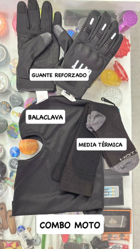 Combo promo MOTO balaclava, media termica, guante de moto city