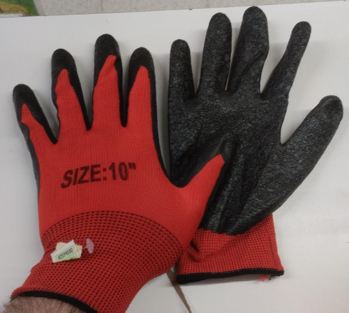 Guante de Trabajo Rojo y Negro Size 10