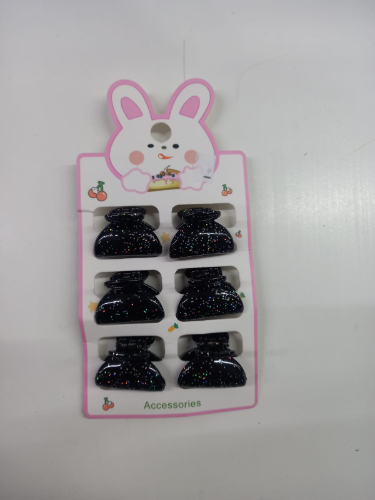 Broche chico negro con brillo 16676