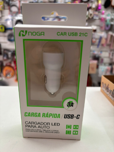 Cargador 12v Noga Tipo C 3A 20w con Cable