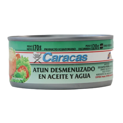 ATUN DESMENUZADO CARACAS ACEITE/AGUA x170G