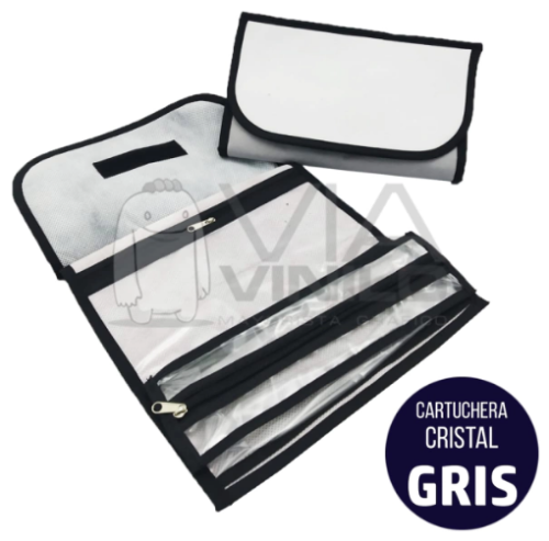 CARTUCHERA CRISTAL GRIS